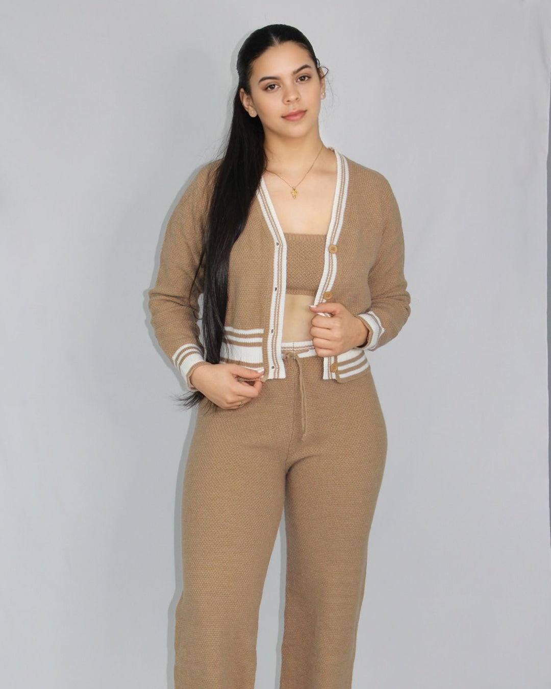 Classy girly Casual Comfort Long Sleeve stretchy three pieces set